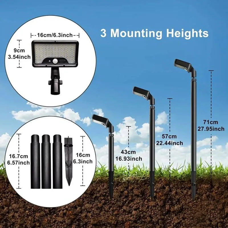 Solar Pathway Lights 92 LEDs Motion Sensor Garden Light Type-C Rechargeable Adjustable Angle for Walkway Driveway Sidewalk Patio