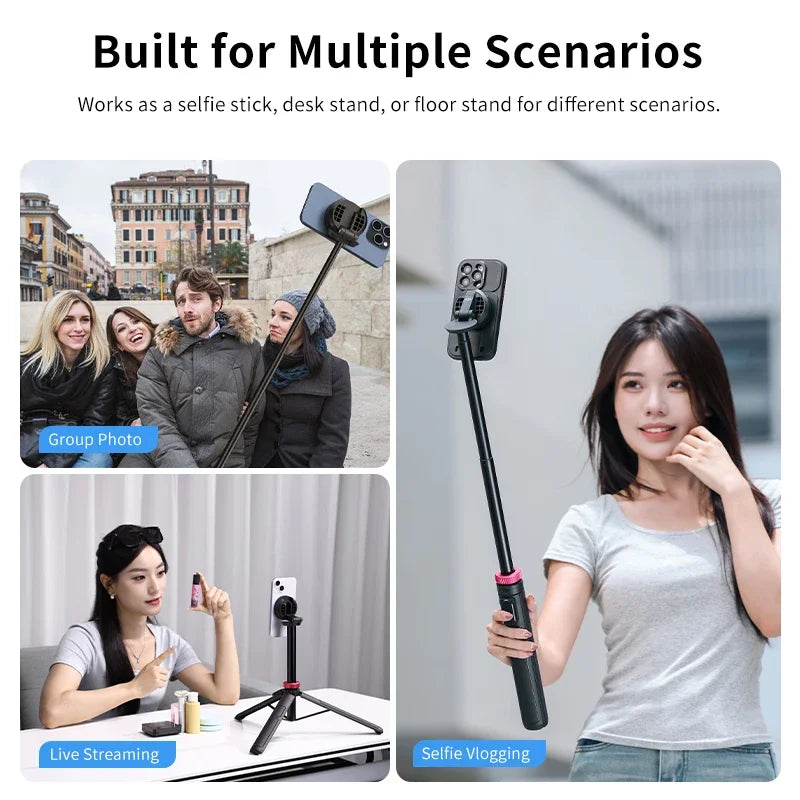 Ulanzi MT-84 1.53M Magsafe Selfie Stick Tripod ជើងទម្រ សម្រាប់ ថត រូប Selfie ជាមួយ ប៊្លូធូស និង ឧបករណ៍ បញ្ជា ពីចម្ងាយ សម្រាប់ ការ ផ្សាយ ផ្ទាល់ Vlog របស់ iPhone 16 15