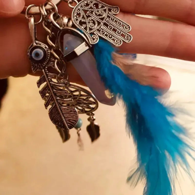 Best Valentine's Day Gift! Maiden Dream Catcher Bohemia Style Key Ring Pendant Artificial Feather Key Chain Bag Decor Tassel