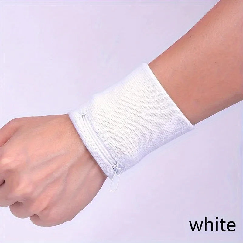 1pc Solid Color Zippered Wrist Wallet & Cash Holder - Stretchable Wristband Suitable for Running, Gym, Outdoor Activities