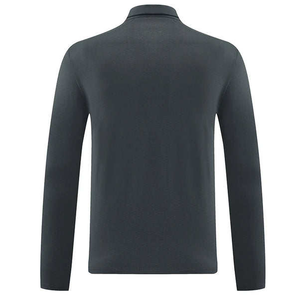Men's Outdoor Sports Long Sleeve Polo Shirt with Zipper Accent Collar Quick - Dry Breathable Casual Top