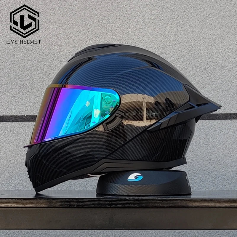 LVS high-quality adult motorcycle helmet with double lenses and full coverage track helmet, personalized large tail wing DOT