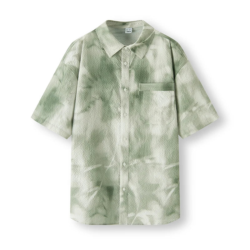 Semir Mens Shirt 2026 Short Sleeve All Over Printed Bubble Texture Tops Vacation Style Casual Fashion Soft Daily Wear