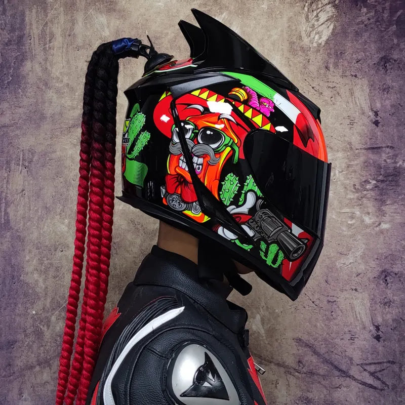Motorcycle full face helmet double lens fashion quick release racing helmet Casco Casque Moto approved motorcycle accessories