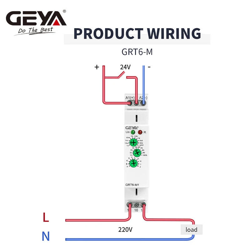 GEYA 10A Multifunction Timer Relay ACDC24~240V Din Rail 0.1s-10 Days Time Delay Relay with 10 Function Choices 220V GRT6-M