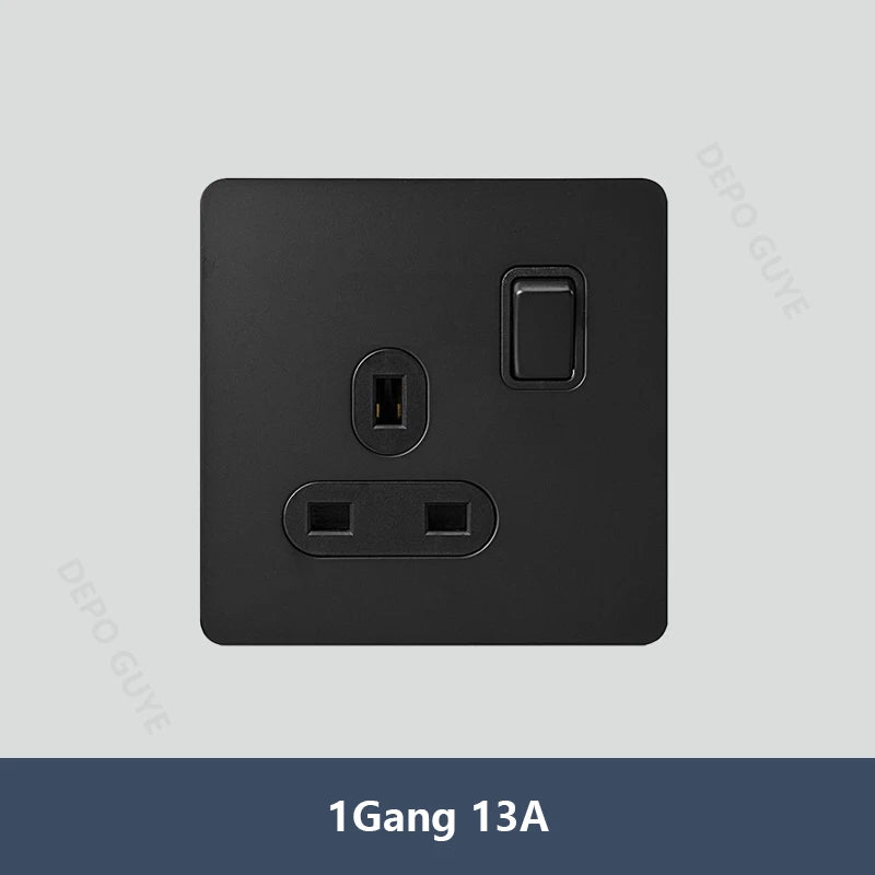 Black Vintage Toggle EU FR Lamp Switch Socket,Retro Brass Lever Light Switch Univeral Stainless Steel Dual Wall Socket With USB
