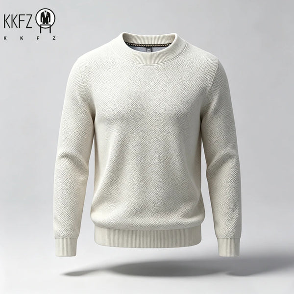 New Arrival Mens Crew Neck Knit Sweater Thick Soft Textured Knit Material Slim Cut Long Sleeve Autumn Winter Outer Tops