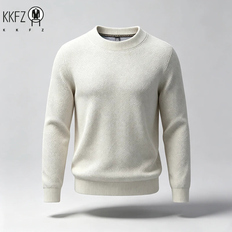 New Arrival Mens Crew Neck Knit Sweater Thick Soft Textured Knit Material Slim Cut Long Sleeve Autumn Winter Outer Tops