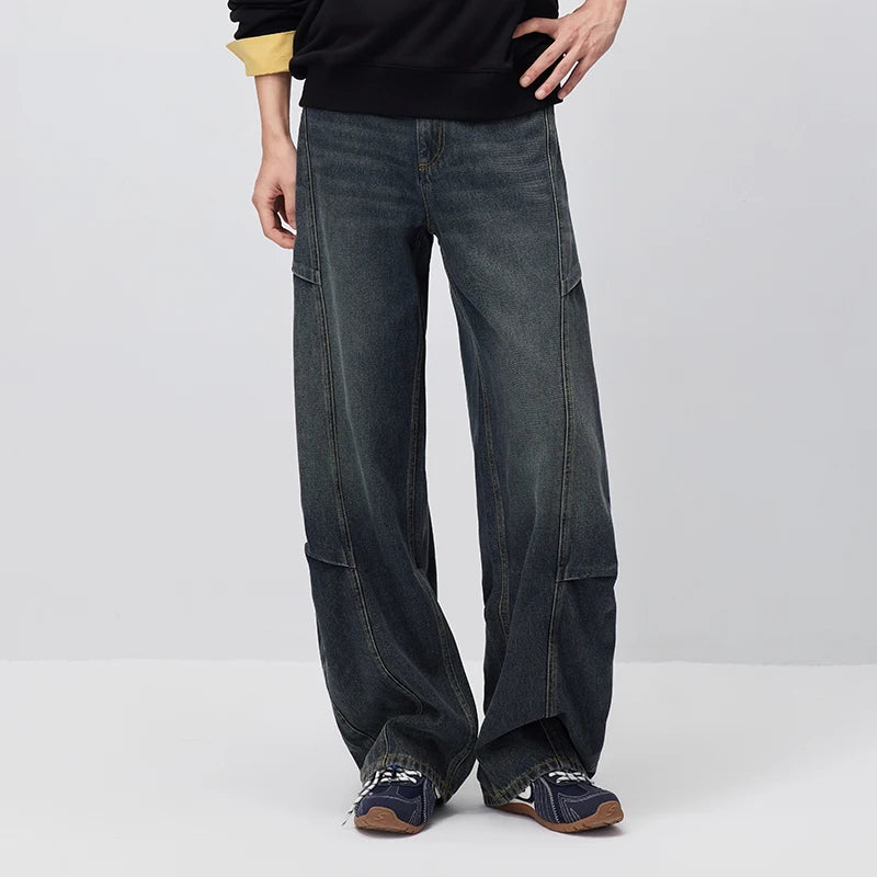 Semir Men Jeans Retro Loose Curved Barrel Leg Panel Soft Denim Casual Style Autumn Pants Casual Daily Wear 2026