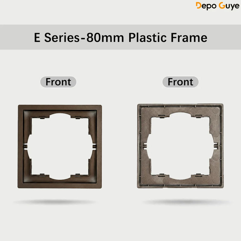 Brown EU Russia Socket with USB TypeC+A Double French 1 2 Gang TV Computer CAT6 Switch DIY Function Parts Plastic Frames