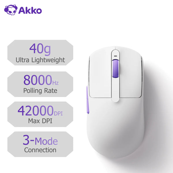 Akko Dash MAX/Ultra Mouse PixArt PAW3950 / PAW3395 Sensor 42000DPI 40g±3g Ultralight Ergonomic 8K Wireless E-sports Gaming Mouse