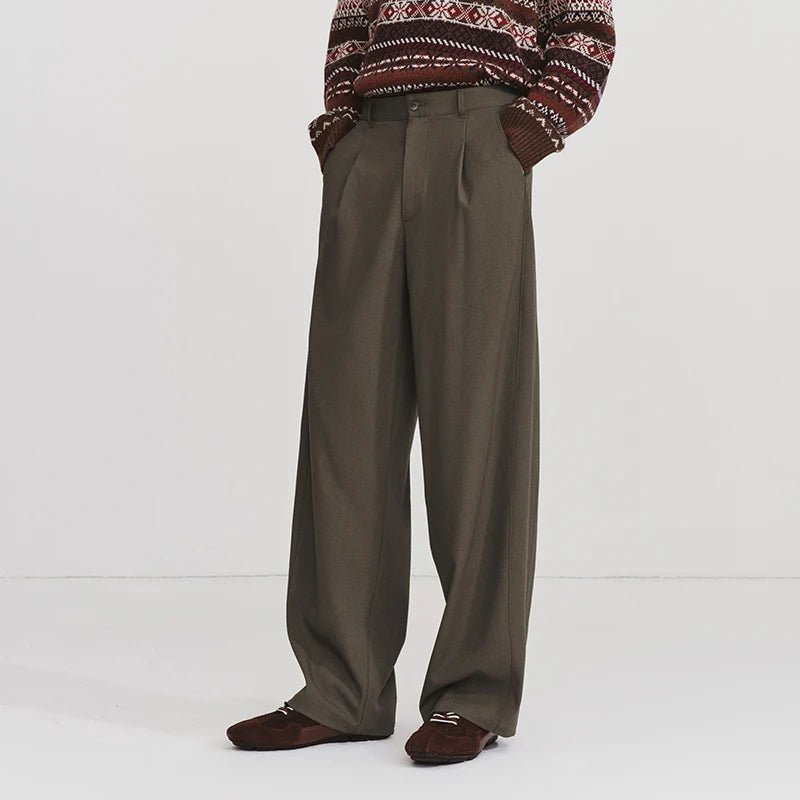 Semir Men Casual Pants 2026 Spring New High Waist Wide Leg Loose Drape Old Money Style Slimming Tall Pants