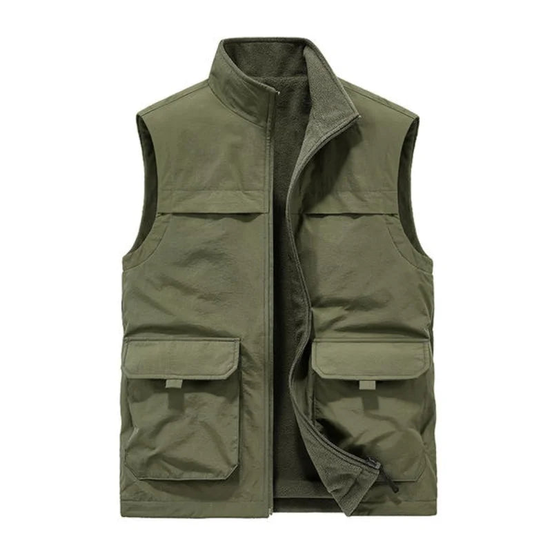 2025 Large size  Autumn and winter casual workwear double-sided vest men's waistcoat outdoor multi-pocket photography vest