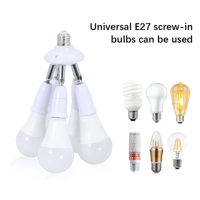 ឧបករណ៍បំបែករន្ធ E27 របស់ JOYINLED មានក្បាល 3 សម្រាប់ប្តូរទីតាំងបាន 360° និងអាចបត់បាន 180° សម្រាប់អំពូល E27 ទៅ E27 សម្រាប់ចង្កៀង LED