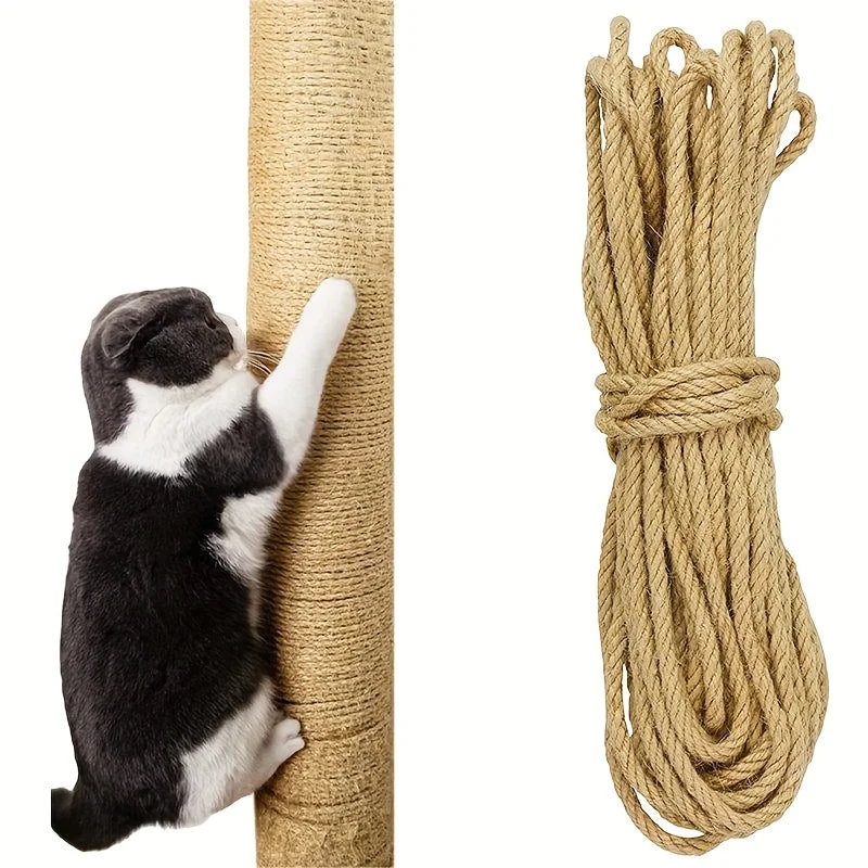 10M Natural Jute Rope/Sturdy Long-Lasting Engaging Scratcher for Cats/Safeguarding Furniture & Outdoor Fun