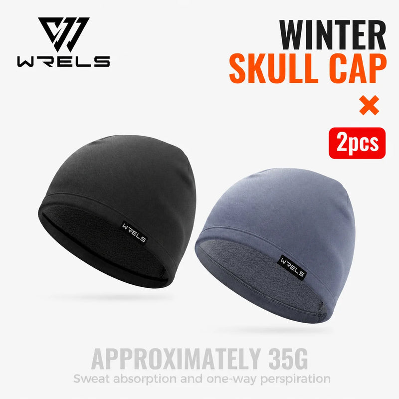 WRELS Skiing Cap Warm Anti Cold Skull Cap Sweat Wicking Fleece Windproof Helmet Liner Ear Flap Running Men Women Winter Beanie