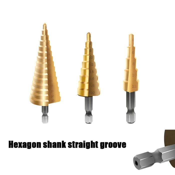 4-12mm 4-12mm 4-20mm HSS Straight Groove Step Drill Bit Set Titanium Coated Wood Metal Hole Cutter Core Drill Bit Set