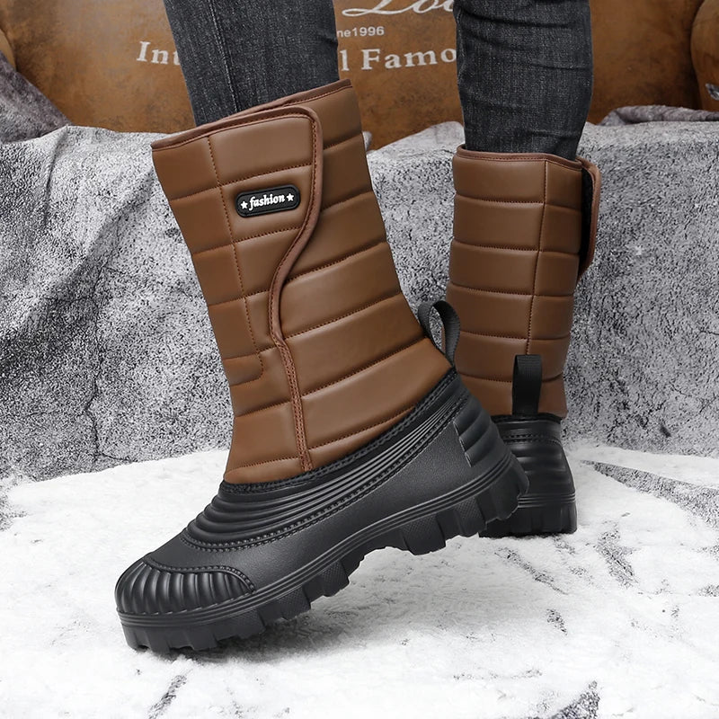 Men's high-top casual snow boots winter new light warm velvet cotton boots soft sole non-slip comfort outdoor walking work boots