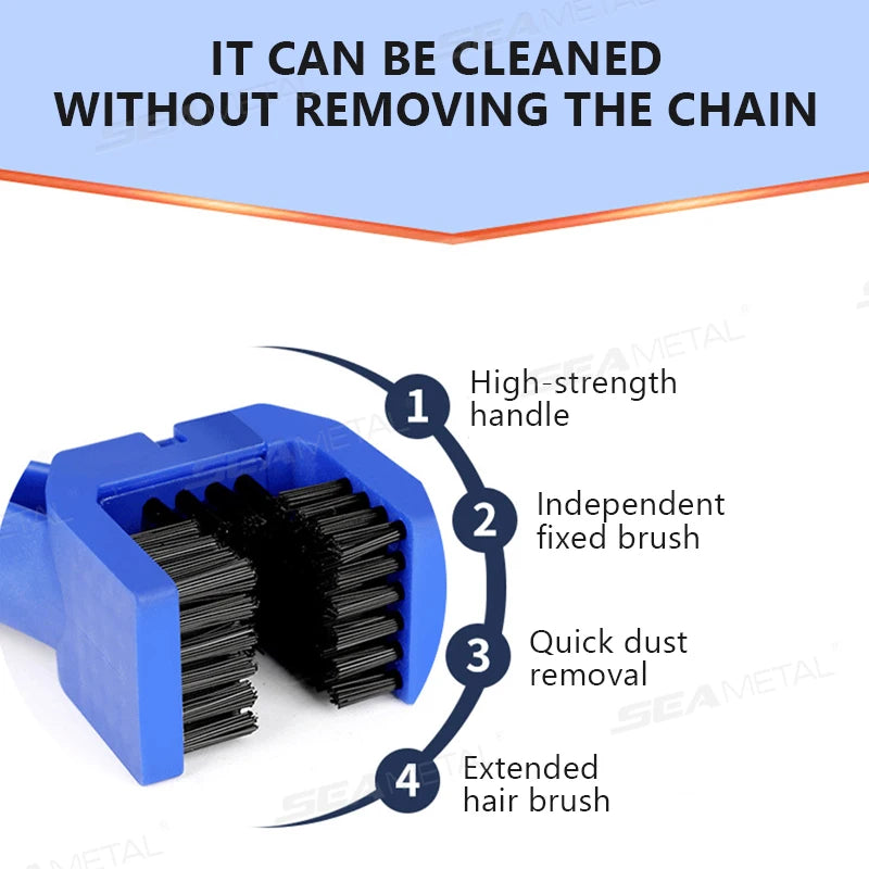 SEAMETAL Car Motorcycle Chain Brush Cleaner Plastic Bicycle E-bike Outdoor Scrubber Road Care Tools Car Motorcycle Parts