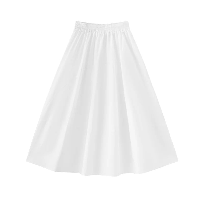 Semir Womens Skirt 2026 High Waist Spliced Split Texture Solid Draped Long Relaxed Casual Soft