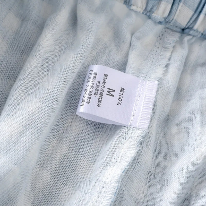 Thin Men Summer Pajama Short Sleeve Sleepwear Lounge Set New Plaid Pijamas for Men's Loungewear Button-Down Top Home Clothing