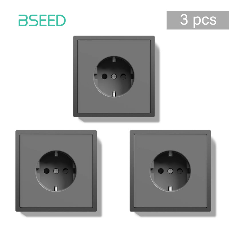 BSEED E Series 10 Value Pack Single Wall Power Socket Electrical Outlets Bulk Set White Black Plastic Frame Wall Plugs for Home