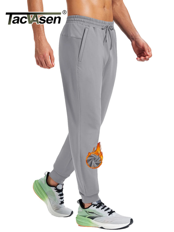 TACVASEN Men's Fleece Joggers with Pockets Winter Warm Pants Workout Athletic Gym Running Sweatpants for Men Drawstring Casual