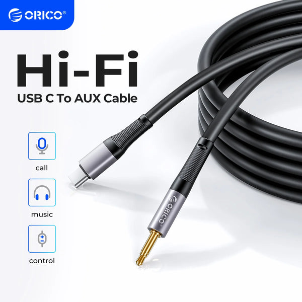 ORICO USB C to 3.5mm Audio Aux Jack Cable Type C Lightning Adapter to 3.5mm Headphone Stereo Cord Car for iPad Pro Samsung