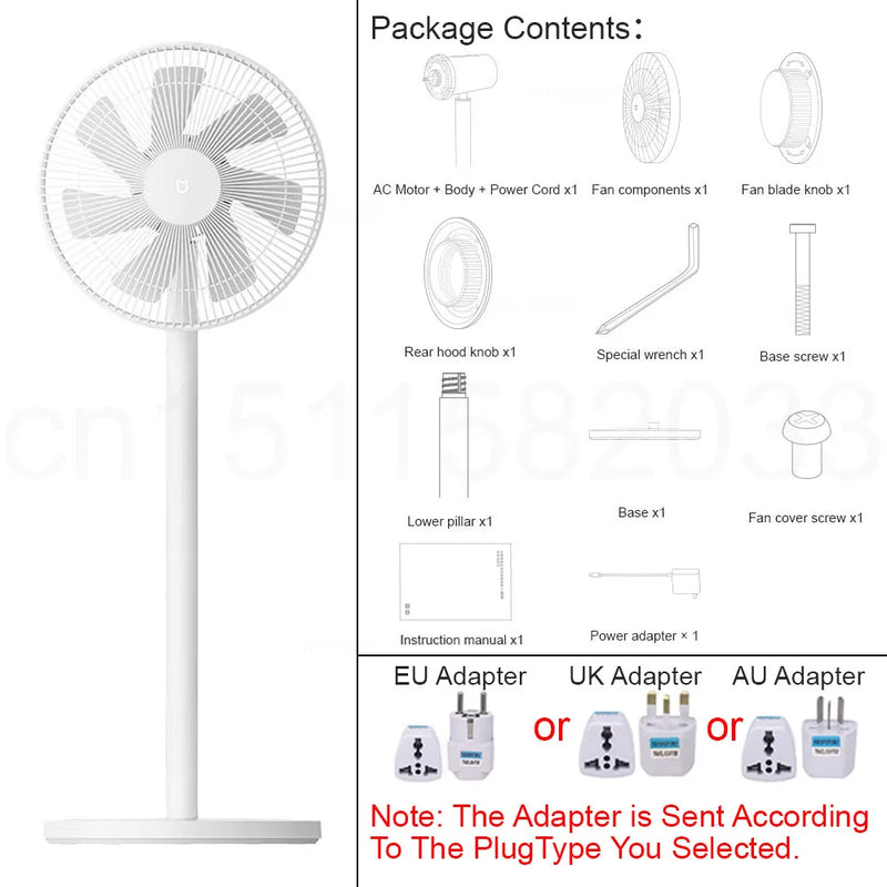 MIJIA Smart DC Frequency Conversion Standing Fan 1X Upgraded Version，Support Power Bank Power Supply，Support MIJIA APP