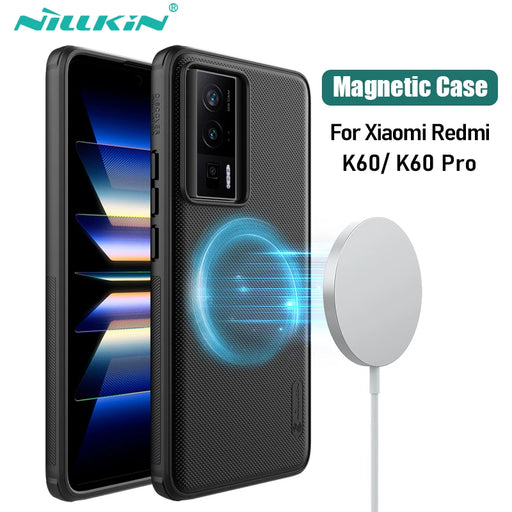 For Xiaomi Redmi K60 For Redmi K60 Pro Magsafe Case NILLKIN Super Frosted Shield Pro Magnetic Wireless Charging Cover black