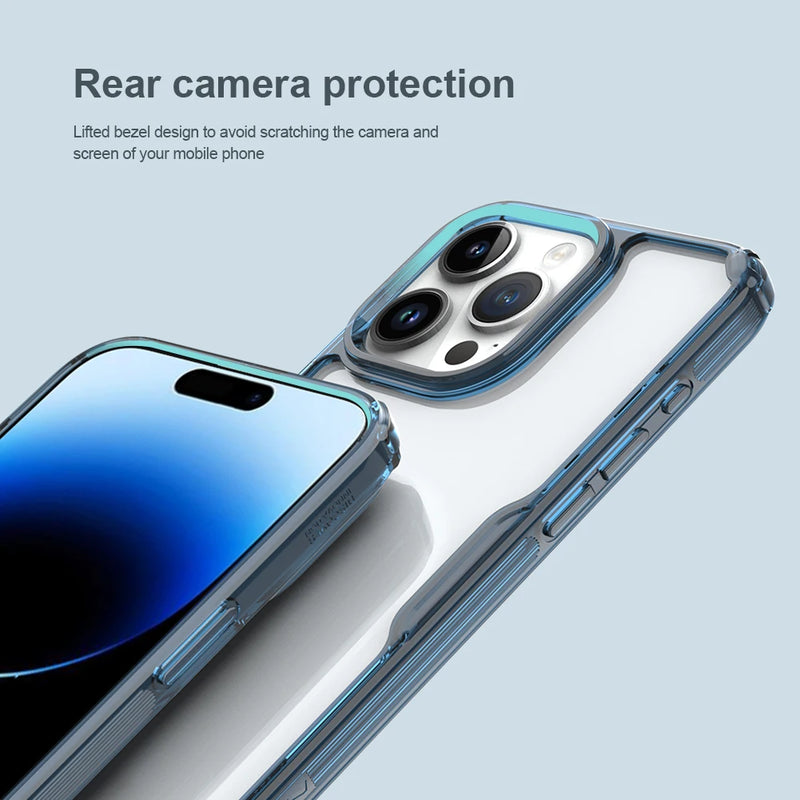 For iPhone 15 Pro Max NILLKIN Nature TPU Pro Case For iPhone 15 /15 Pro Shockproof Full Lens Protection Transparent Cover