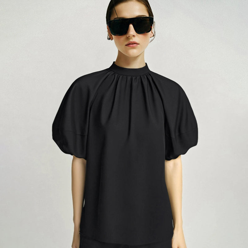 Amii 100% Silk Top For Women 2026 Summer New Raglan Puff Sleeve Bow Knot Detail Shirt Elegant Casual Women's Blouse 12642189