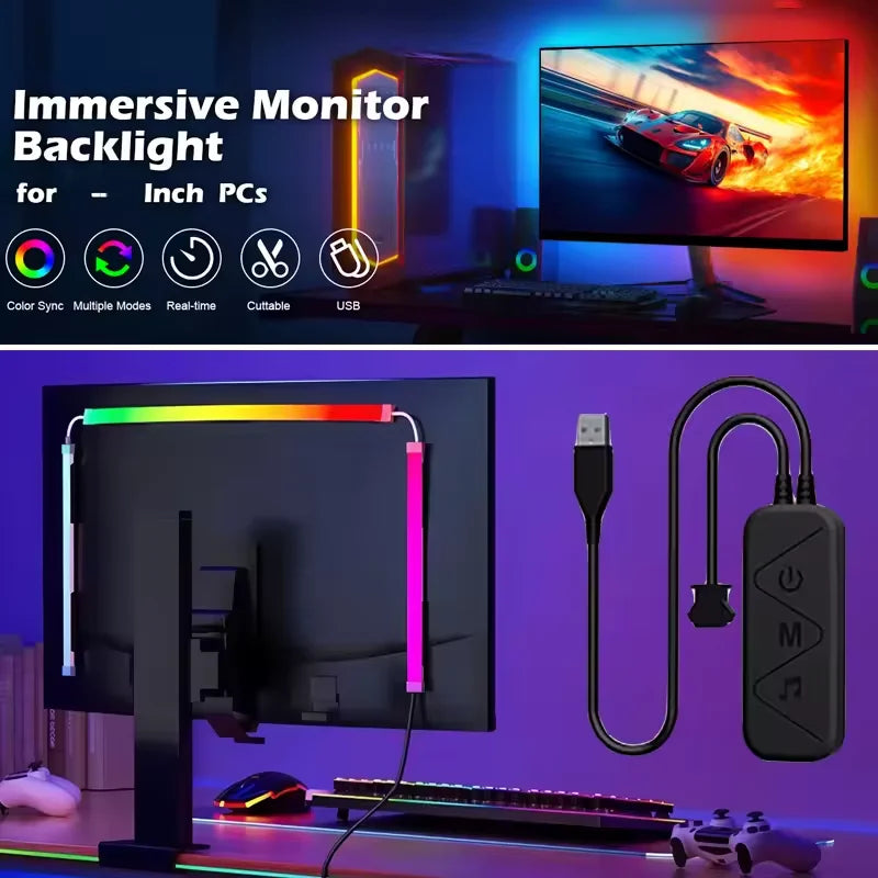បន្ទះភ្លើង LED អេក្រង់ Ambilight RGB ភ្លើងកុំព្យូទ័រ Sync Color Monitor Ambient Lighting PC Backlight Pickup សម្រាប់បន្ទប់លេងហ្គេម