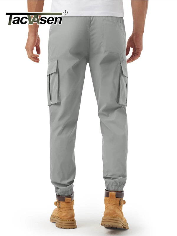 TACVASEN Men's Casual Cargo Pants Joggers With 5 Pockets Elastic Waist Drawstring Tapered Work Pant with Pockets Sweatpants