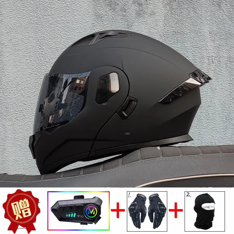 ORZ high-quality motorcycle professional racing flip helmet ABS material modular dual lens Bluetooth helmet DOT certification