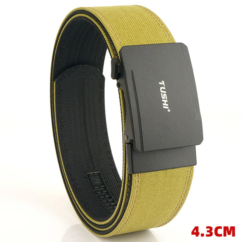 TUSHI Brand Tactical Double-Layer Thick Waistband Men's Outdoor Nylon Waistband 4.3 Wide Upgraded Automatic Buckle Gun Waistband