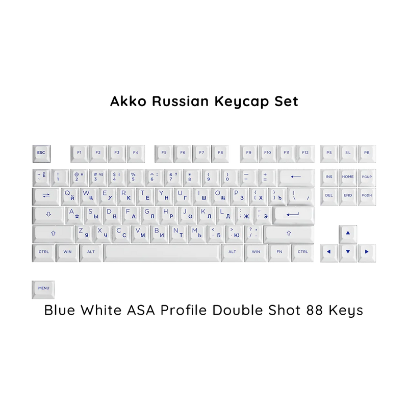 Akko Russian Keycap Set ASA/OEM/Cherry Profile 61 68 84 88 108 Keys Canned PBT Double Shot Mechanical Keyboard Cyrillic Keycaps