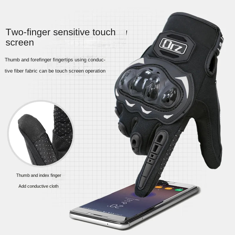 Motorcycle Gloves For Men And Women, Full Finger Touchscreen Motorbike Gloves For BMX ATV MTB Riding, Road Racing, Cycling, Clim