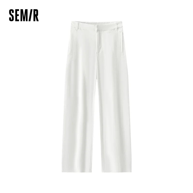 Semir Women Pants Woven 2026 Soft Drape Wide Leg Elastic Waist Commuter Urban Casual Everyday Style Soft Comfortable Daily