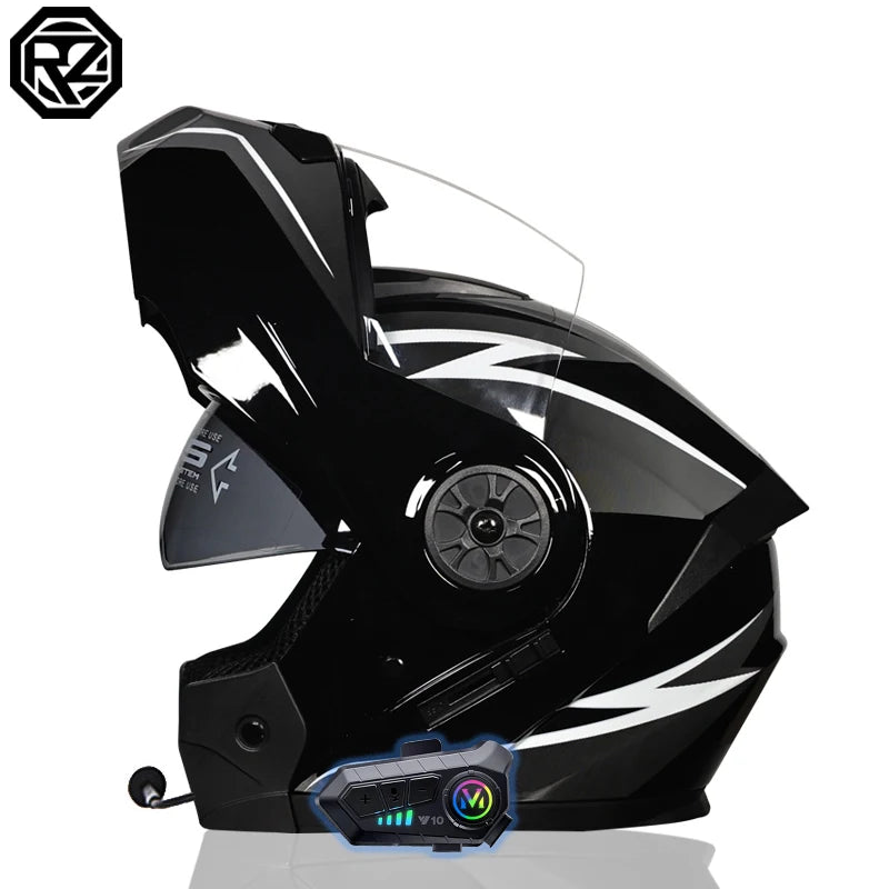 Motorcycle Bluetooth Full Face Helmet Men Women Safety Downhill Motocross Racing Modular Flip Up Helmet Casco Moto DOT Approved
