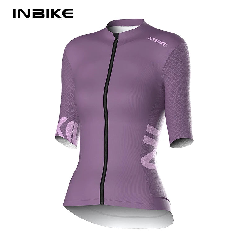 INBIKE Women's Cycling Jersey Short Sleeve Road Bike Bicycle Riding T-shirts Clothing MTB Jersey for Biking with 3 Rear Pockets