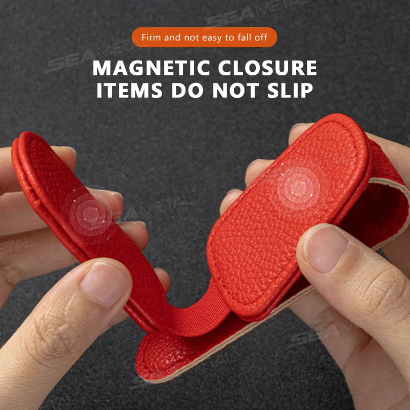 SEAMETAL Leatherette Car Glasses Clip Multifunction Sun Visor Eyeglasses Clip Magnetic Sunglasses Holder for Car Accessories