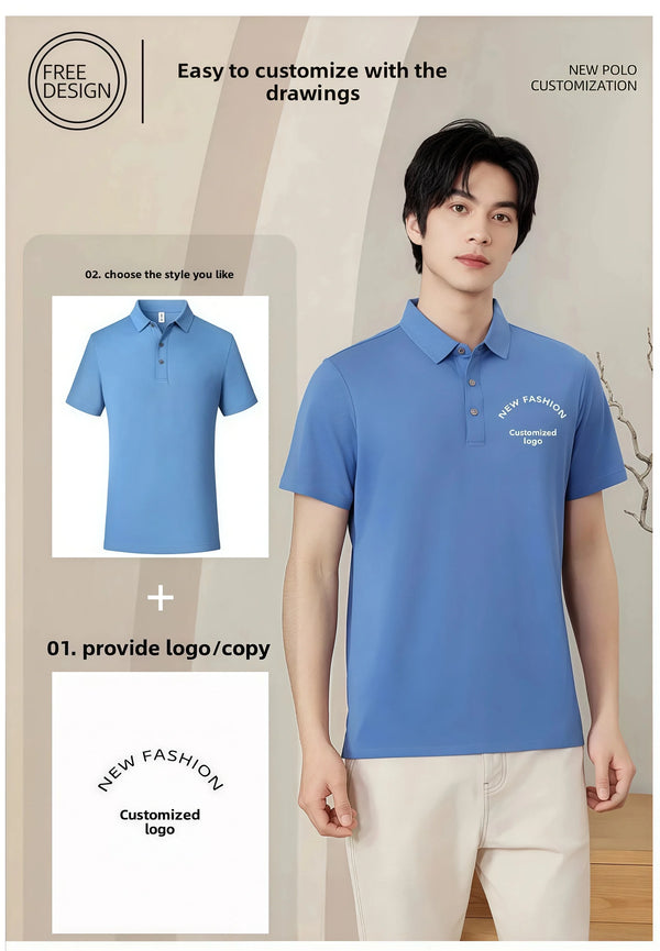 5A Antibacterial mulberry silk cool POLO shirt  Summer Work Uniform  Logo Printed Company Team Culture Polo Shirt