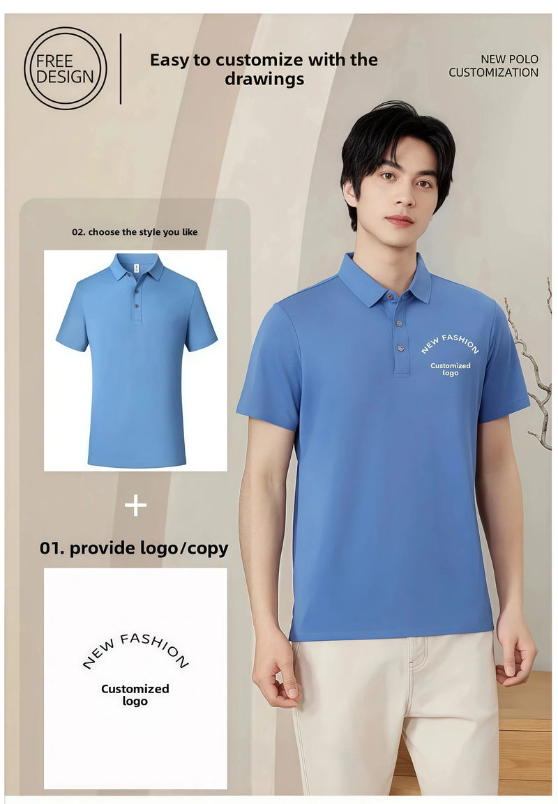 5A Antibacterial mulberry silk cool POLO shirt  Summer Work Uniform  Logo Printed Company Team Culture Polo Shirt
