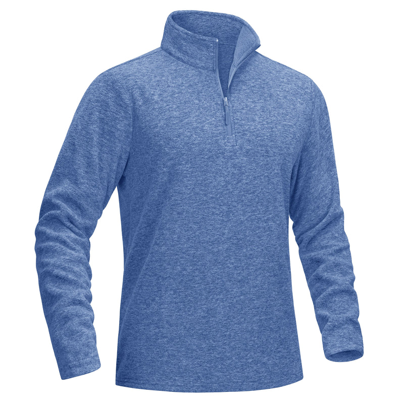 TACVASEN Men's Quarter Zip Up Fleece Pullover Warm Windproof Sweaters High Stand Collar Polyester Sweatshirts Fit Hike And Golf