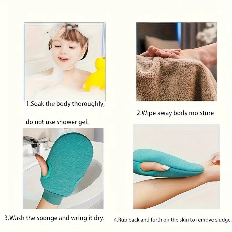 1PC Exfoliating Bath Gloves, Double-Sided Massage Scrub Gloves, Bath Additions, Bath products, four colors to choose from