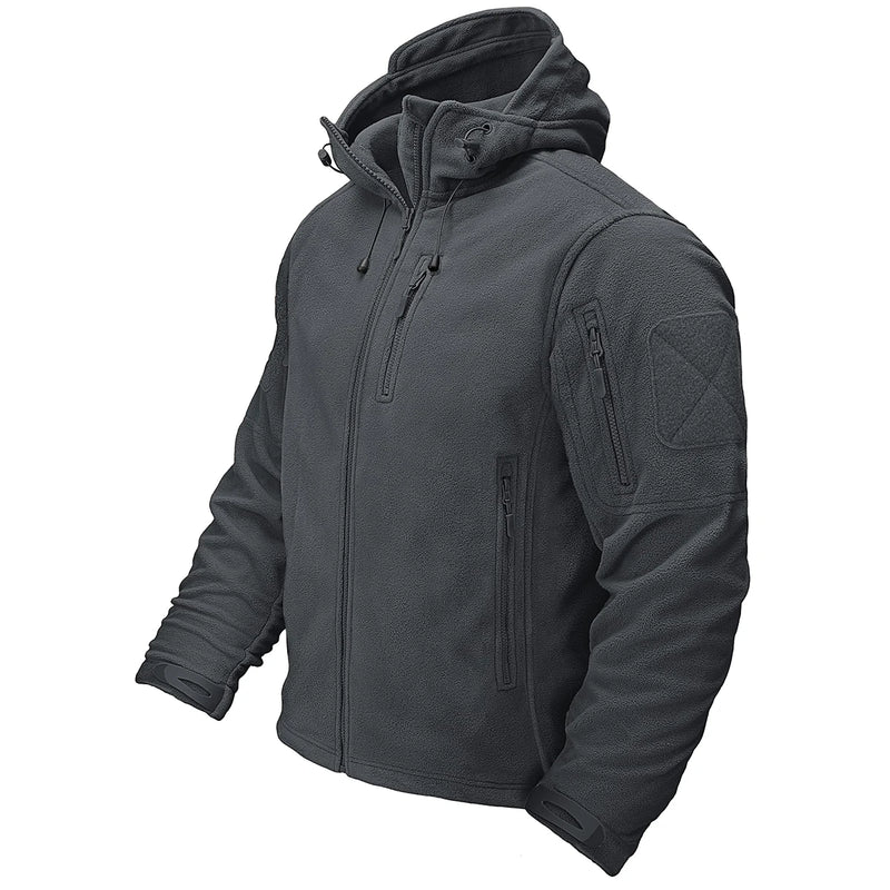 TACVASEN Fall Winter Men's Hooded Fleece Jacket Full Zip Up Soft Warmth Windproof Coat Outdoors Working Hiking Fishing Outerwear