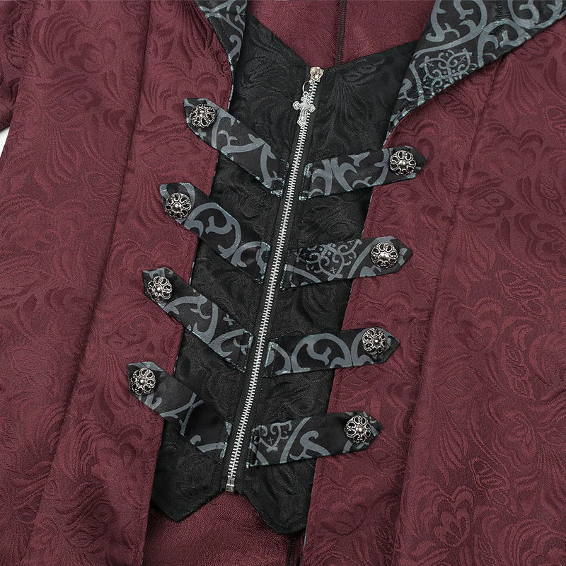 Medieval-inspired Men's Vintage Trench Coat, Halloween Gothic Long Jacket, Available in Red and Black. New 2026