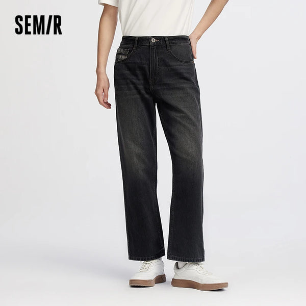 ខោខូវប៊យបុរស Semir បែប Retro លាងសម្អាតរលុងត្រង់ 2026 រដូវស្លឹកឈើជ្រុះ ខោ Denim ទន់ ប្រើប្រាស់បានយូរ ធម្មតា ធ្វើដំណើរប្រចាំថ្ងៃ រចនាប័ទ្ម ស្លៀកពាក់ប្រចាំថ្ងៃ