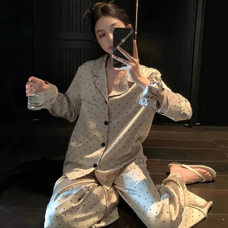 2 Piece Set Pijama Women's Pajamas Set Spring Autumn Long Sleeve Tops Trousers Sleepwear Women Night Clothes Pyjamas Lounge Wear